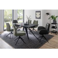 MC AKCENT - NEMURO Stół 160-240x90x76 | Blat Szkło Satynowe Czarne | Noga Metal Czarny Mat | NE16SMSX