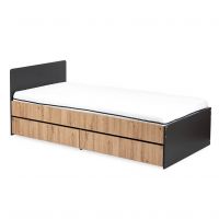 KLUPŚ - DALIA Łóżko młodzieżowe 200×90 Antracyt-dąb