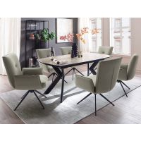 MC AKCENT - OSSANA Stół 180-260x100 | Ceramika marmur Rdzawoszary | Stelaż metal lakier czarny mat | OS18SMGM