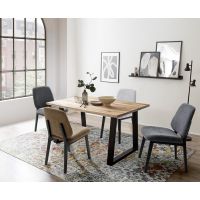 MC AKCENT - PALAIS Stół 140x90 | Dąb lity burgundzki | Obrzeże ciosane | Noga trapez | PATP14ZB | PATGTSXL