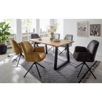 MC AKCENT - PALAIS Stół 140x90 | Dąb lity burgundzki | Obrzeże typu szwajcarskiego | Noga trapez | PATP14ZS | PATGTSXL