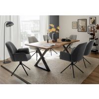 MC AKCENT - PALAIS Stół 160x90 | Dąb lity burgundzki | Obrzeże ciosane | Noga krzyżak | PATP16ZB | PATGXSXL