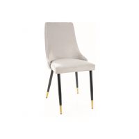 SIGNAL - PIANO Velvet Krzesło | Tkanina | Jasny szary Bluvel 03 | Stelaż czarno złoty | 6 sztuk | DOSTĘPNE OD RĘKI