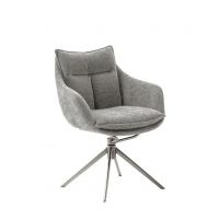 MC AKCENT - PARKER E Krzesło z podłokietnikami | Obrót siedziska | Stal szlachetna szczotkowana | Tkanina Jasny Antracyt | PKAE60AN