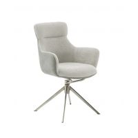 MC AKCENT - PELION E Krzesło z podłokietnikami | Obrót siedziska | Stal szlachetna szczotkowana | Tkanina Jasnoszara | PLAE54LG