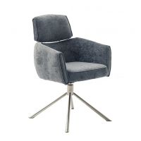 MC AKCENT - QUEBEC E Krzesło | Nogi skośne stal szlachetna szczotkowana | Obrót siedziska | Tkanina typu szenil Antracyt | QU4E45AN