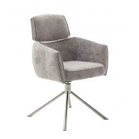 MC AKCENT - QUEBEC E Krzesło | Nogi skośne stal szlachetna szczotkowana | Obrót siedziska | Tkanina typu szenil Taupe | QU4E45TA