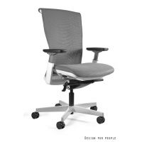 UNIQUE MEBLE - REYA Fotel Obrotowy 1228 | Biały / Siatka Szara RS02