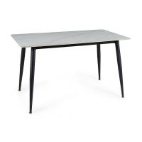SIGNAL - RION Stół 130x70x76h | Biały efekt marmuru | Czarny