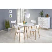 HALMAR - RUBEN Stół rozkładany 102-142x102x73 | biały/dąb miodowy | z PL