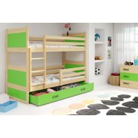 BMS - RICO Łóżko piętrowe 2-osobowe z szufladą 90x200 cm / Rama kolor: Sosna