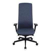 GROSPOL - SMART Fotel Obrotowy B Black / Chrome | Mechanizm Synchro LP11 | Wysokie Oparcie | Zgodny z Rozporządzeniem z 2023 roku