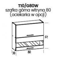 LIVEO - TIFFANY Szafka T10/G80W | Górna 80 z witryną | Ociekarka w opcji