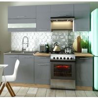 LIVEO - TIFFANY Kuchnia T35C/220 | Zestaw na 220 cm | Szary połysk