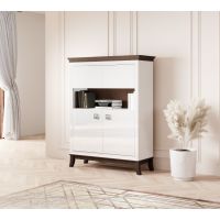 Bydgoskie Meble - TISARO Komoda wysoka 2D | 2473LJ42 | biały połysk