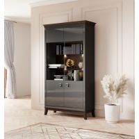 Bydgoskie Meble - TISARO Witryna 2D | 24Z3LJ12 | antracyt połysk