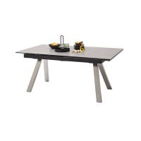 MC AKCENT - TOBAGO Stół 180-260x95x77 | Szkło | Ceramica Jasnoszara | Nogi Stal Szlachetna Szczotkowana | TO18EGHG