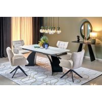 HALMAR - VITRUS Stół rozkładany | Spiek-Jasny trawertyn/czarny