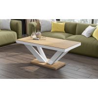 HUBERTUS - VIVA 2 Mini Ława | Super Decor | Dąb Słoneczny | Biały połysk