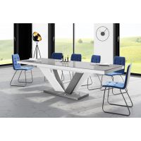 HUBERTUS - VIVA 2 Stół 160-256x89 | Blat Szary połysk | Noga Szaro biała