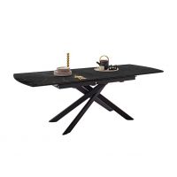 MC AKCENT - VANINO Stół 180-230x90x76 | Marmur czarny | Stelaż czarny | VA18SMSM