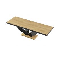 HUBERTUS - VIVA Stół 160-256x89 | Dąb Słoneczny | Czarny połysk | Dąb słoneczny