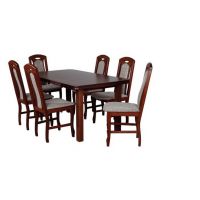 Meblarz - ZESTAW | Stół Blat zaowalony | Nogi proste | 160x90+40 | 6 x Krzesło Łuk