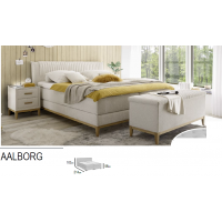 MEBLE BEST - AALBORG ZESTAW Łóżko kontynentalne | Megacomfort HR 160x200 | Pas ochronny | 2x Szafka nocna | Skrzynia | Tkanina Rosario 451 | DOSTĘPNE OD RĘKI