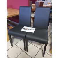 PAGED - WYPRZEDAŻ ANDRE Krzesło Buk czekoladowy | Ekoskóra czarna Vienna 17 | 2 sztuki | DOSTĘPNE OD RĘKI