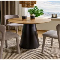 SIGNAL - ANGEL Stoł fi 120cm | Dąb | Czarny