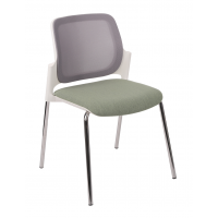 GROSPOL - ASPEN Krzesło Konferencyjne 4L WS White / Chrome | Oparcie Siatkowe