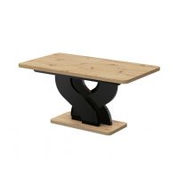 HUBERTUS - BELLISSIMA LAMI Stół 160-256x89 | Blat Dąb Artisan | Nogi Czarny połysk