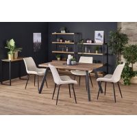 HALMAR - BERLIN Stół rozkładany 140 | blat- orzechowy/ stelaz czarny