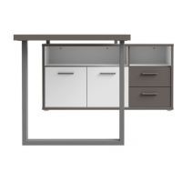 Forte - KEFLAVIK KFLB141-J53 | Biurko z szafką | Biały / Uni Wolfram Szary