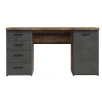 Forte - NET106 MT926-C943 | Biurko z 4 szufladami z szafką | Old Wood Vintage | Beton Ciemnoszary