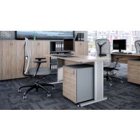 AMS Meble Biurowe - AGAT Biurko BA1 | Olcha | Nogi w kolorze aluminium DOSTĘPNE OD RĘKI