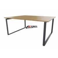 AMS Meble Biurowe - OMIX PLUS Biurko BO19+ | Na Stelażu Metalowym | 140x140 cm | 2-osobowe | Wolnostojące | Z Dystansem 1 cm