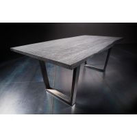 MC AKCENT - CALABRIA Stół drewniany 200x100 | grubość blatu 3,5 cm | noga typu trapez stal szlachetna szczotkowana