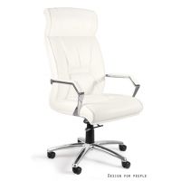 UNIQUE MEBLE - CELIO FOTEL OBROTOWY C169-PU-1 | EKO-SKÓRA BIAŁA
