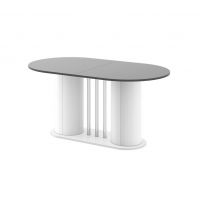 HUBERTUS - CESARO Stół 160-208x89 | Szary Mat | Noga Biały połysk