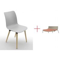 BGROUP - COWORKER Krzesło Konferencyjne SPL S130 | Stelaż Drewniany na 4 nogach | Oparcie z Tworzywa | Siedzisko z Tapicerowaną Nakładką