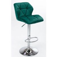 FURNITEX - N-62 Hoker | Velvet | Zielony | Stelaż chrom | Regulowana wysokość