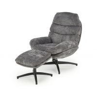 HALMAR - DARIO Fotel z podnóżkiem | popielaty