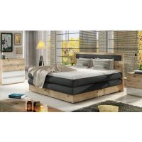 WERSAL - DIORI Łóżko Kontynentalne na Ramie Dębowej z pojemnikiem | 140x200 | Materac Bonell | Materac Pocket