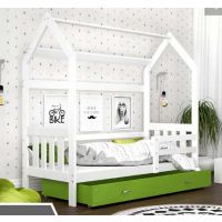 AJK meble - DOMEK 2 Łóżko Parterowe 1-osobowe 160x80cm , Kolor: Biały