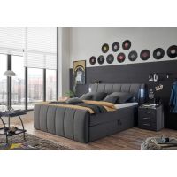 MEBLE BEST - EDMONTO Łóżko Kontynentalne z pojemnikiem | 160x200 | z oświetleniem