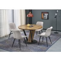 HALMAR - FANIS Stół rozkładany okrągły 120-160x78 | naturalny/czarny