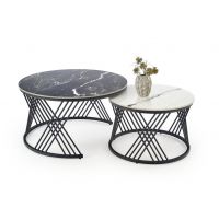 HALMAR - FLAMINGO Ława | zestaw | Spiek- czarny-biały marmur