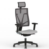 NOWY STYL - 4ME Fotel obrotowy MESH BL HRMA SOFT SEAT ESP | Oparcie siatkowe | Wersja czarna BL | Zagłówek