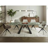 SIGNAL - SALVADORE CERAMIC VERDE ALPI Stół 160-240x90x76 | Morski mat | Nogi Czarny mat